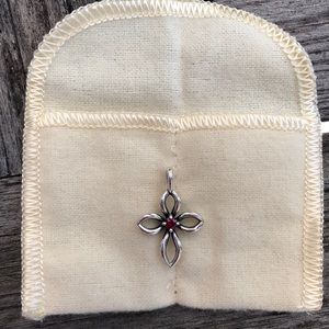 James Avery Remembrance Cross with Ruby Charm